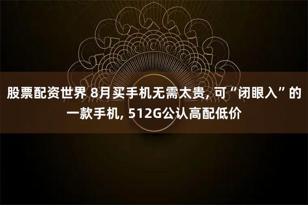 股票配资世界 8月买手机无需太贵, 可“闭眼入”的一款手机, 512G公认高配低价